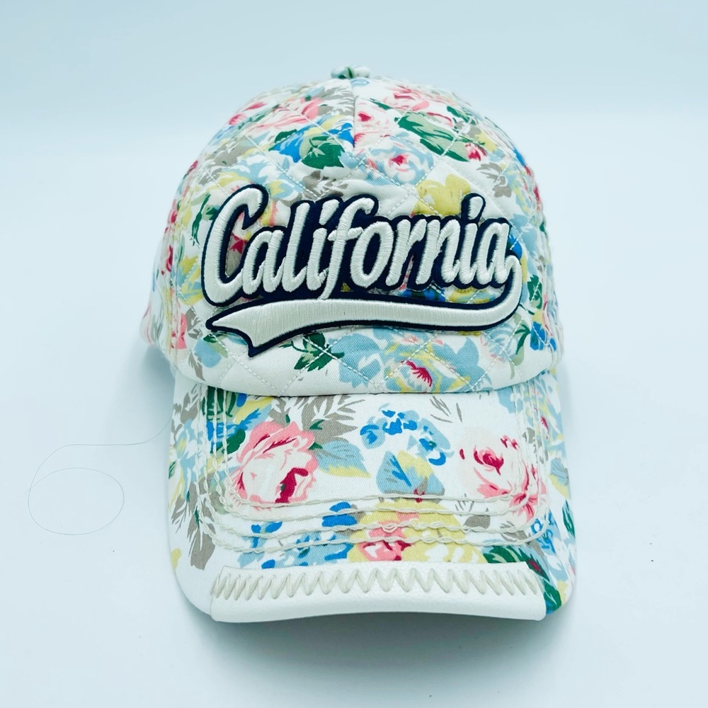 ROBIN RUTH Floral Quilted White Pastel Colors California Baseball Hat